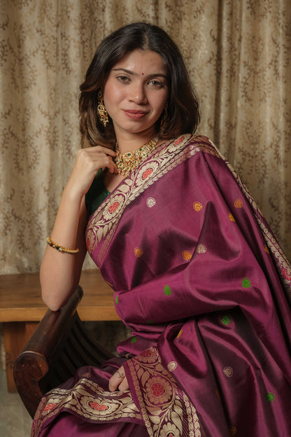 Purple Baluchari Silk Saree