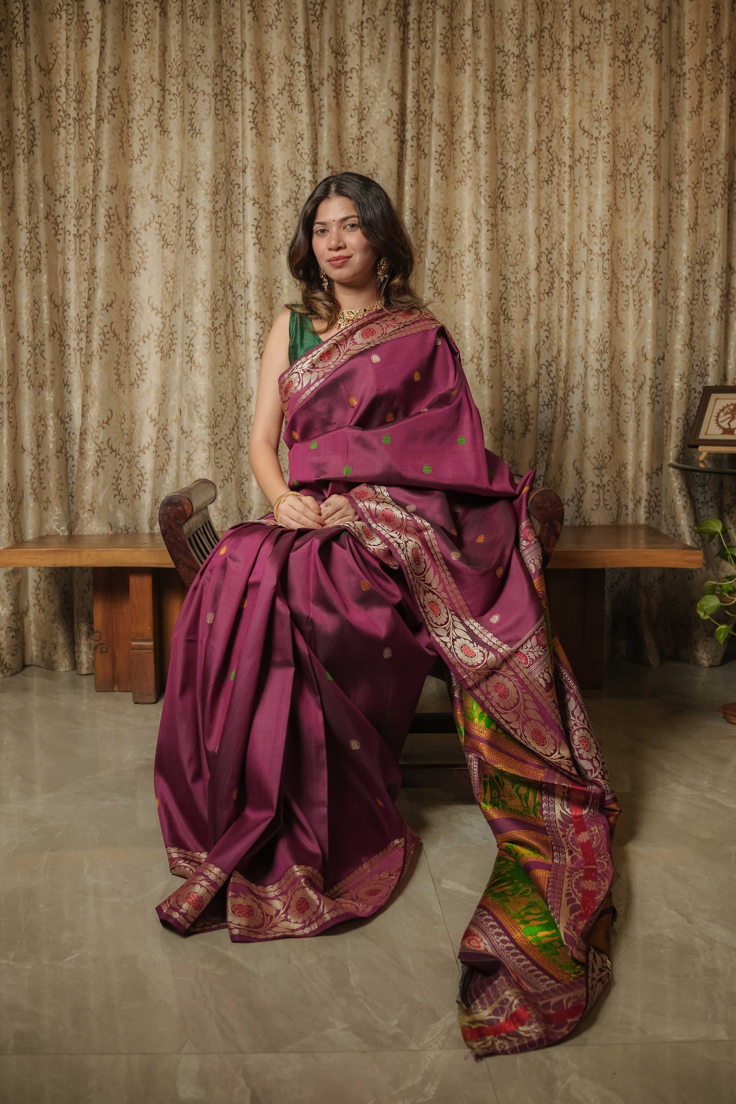 Purple Baluchari Silk Saree