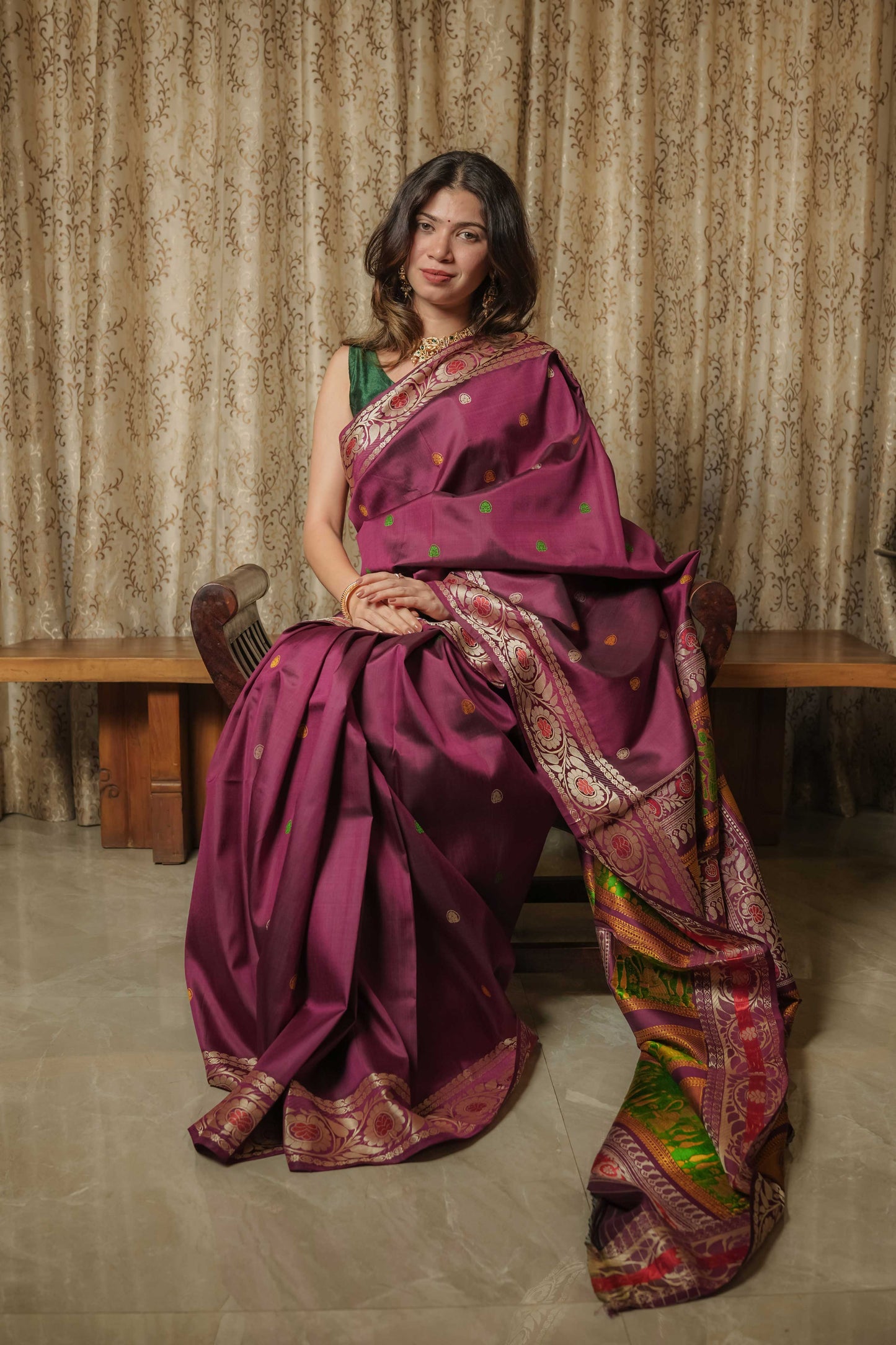 Purple Baluchari Silk Saree