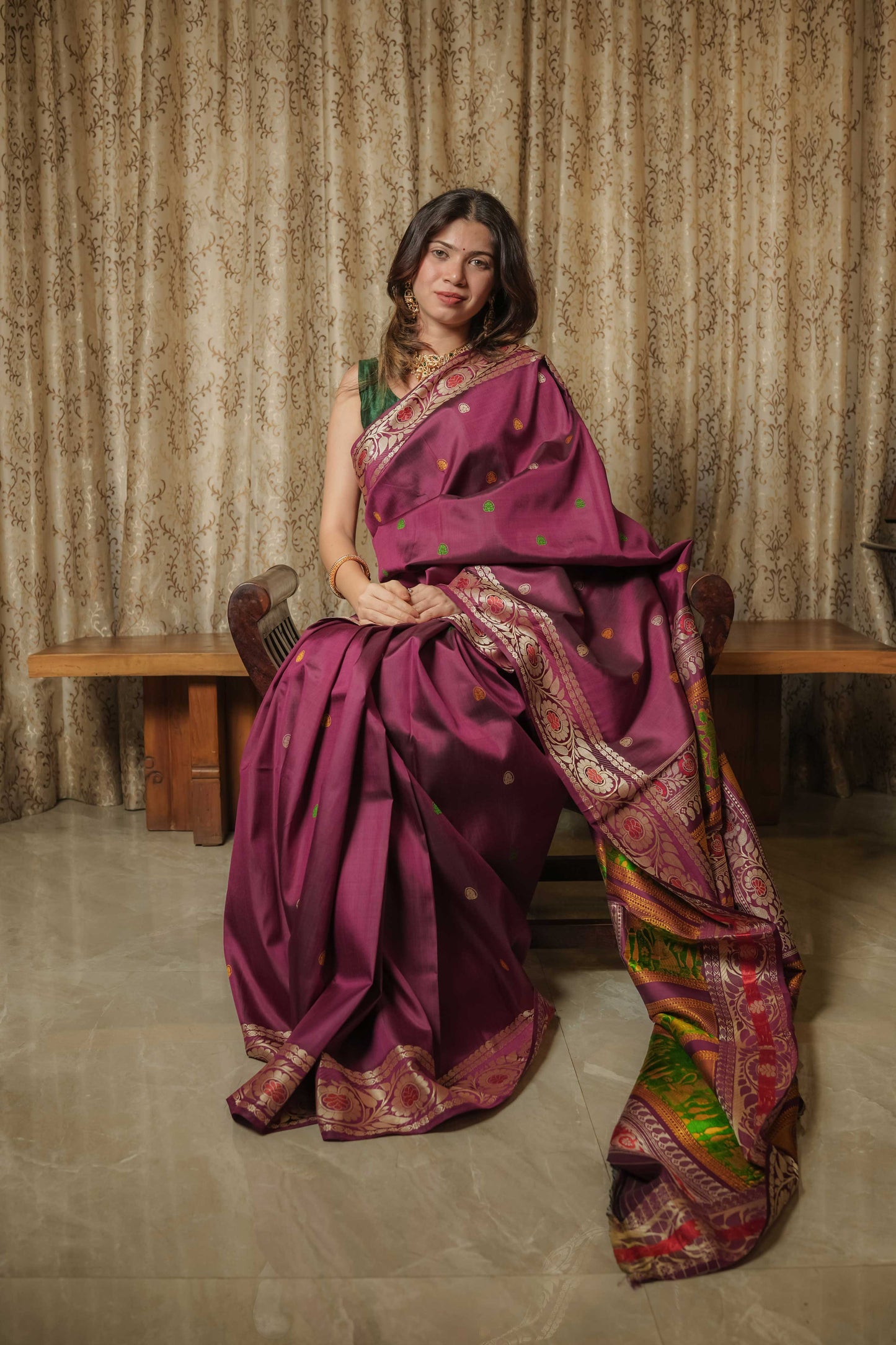 Purple Baluchari Silk Saree