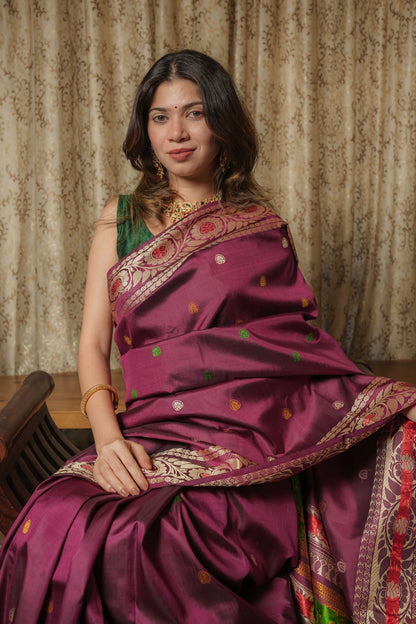 Purple Baluchari Silk Saree