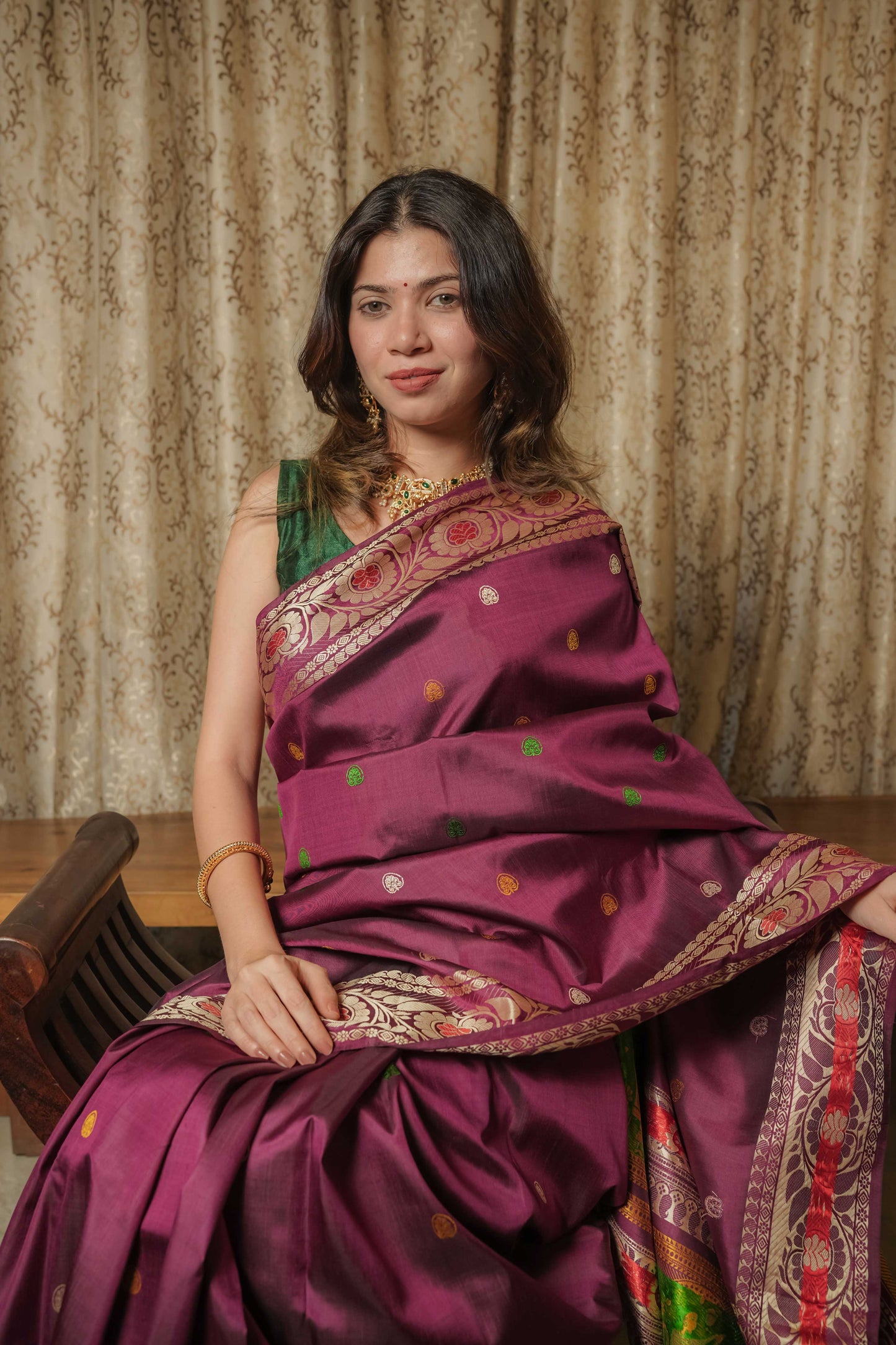 Purple Baluchari Silk Saree