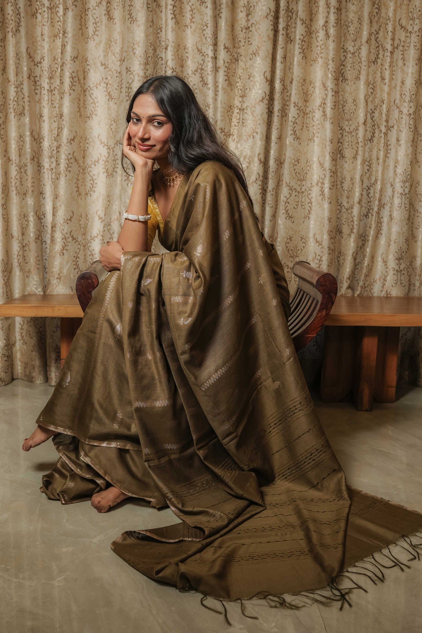 Green Resham Silk Saree