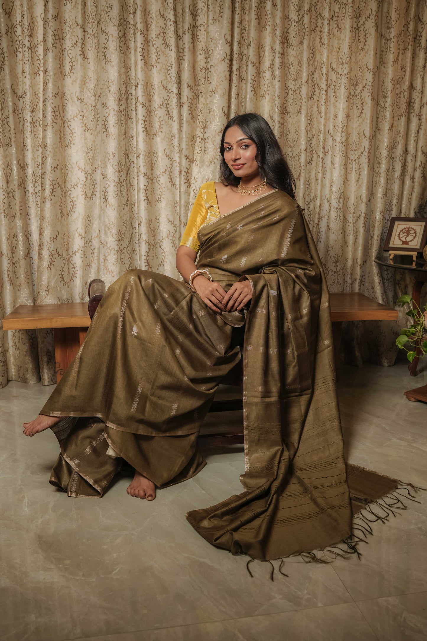 Green Resham Silk Saree