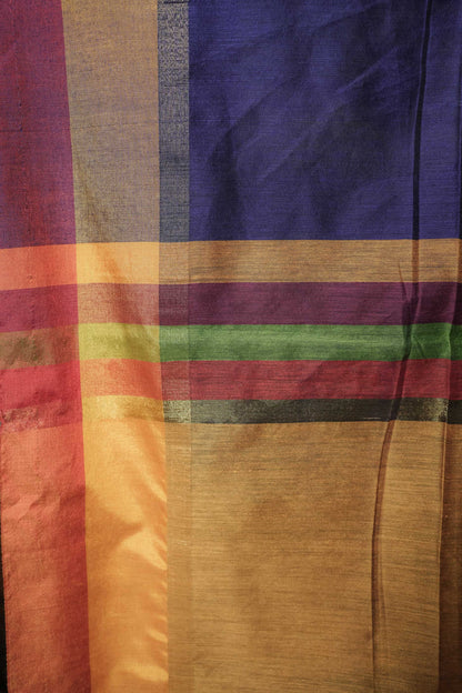 Blue Linen Cotton Saree