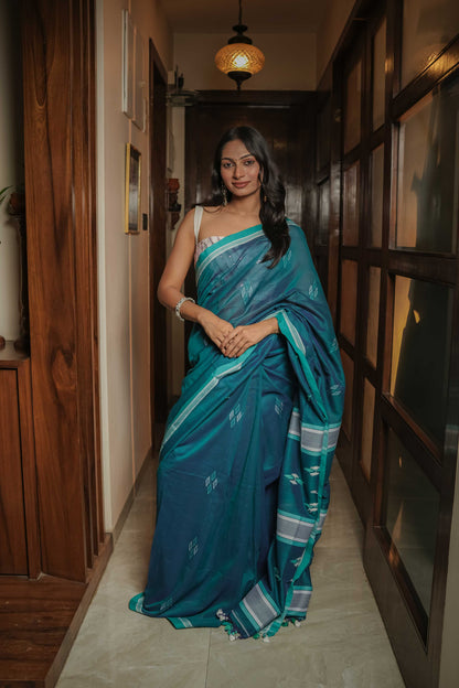 Blue Assamese Soft Cotton Saree