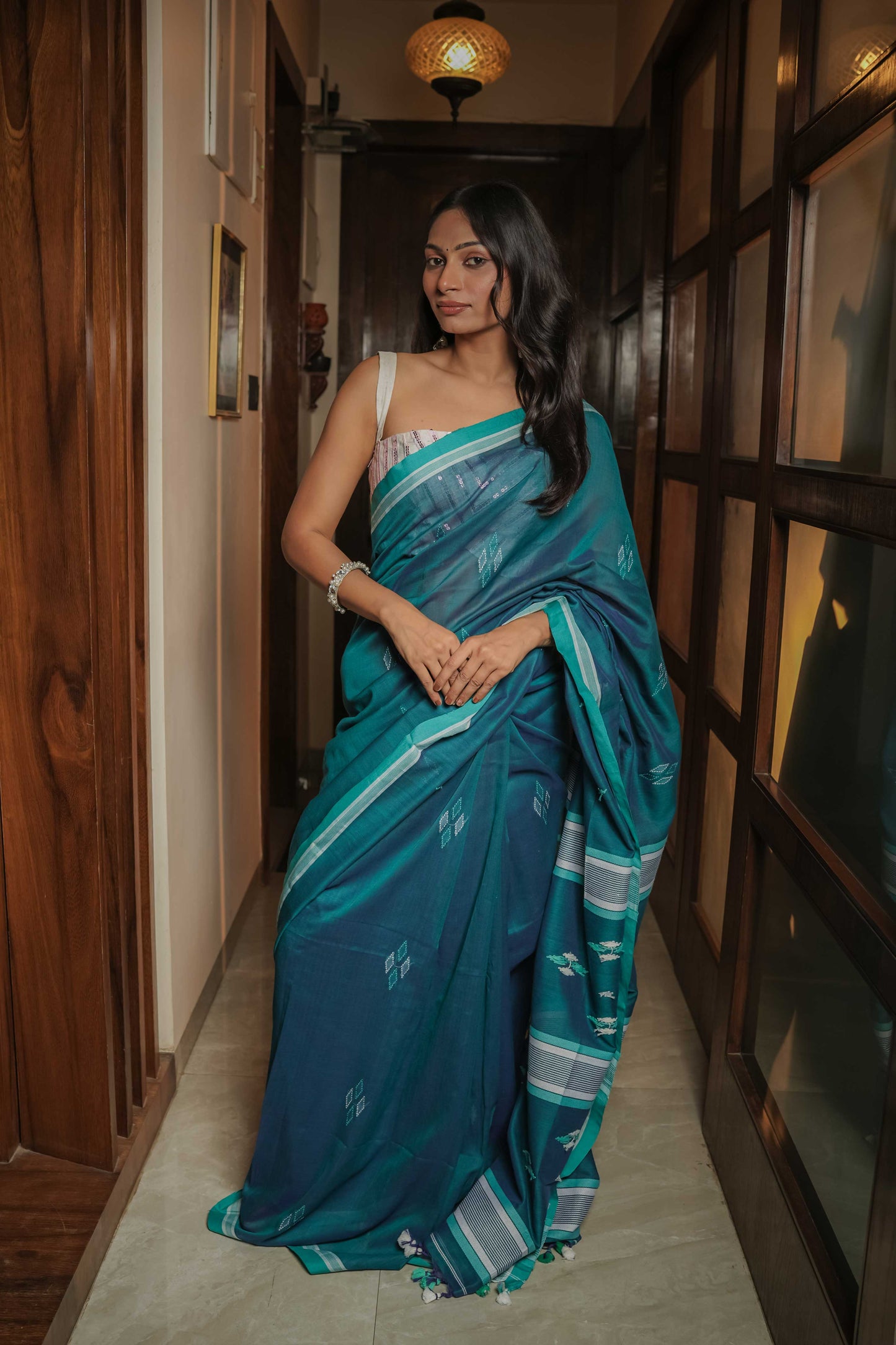 Blue Assamese Soft Cotton Saree