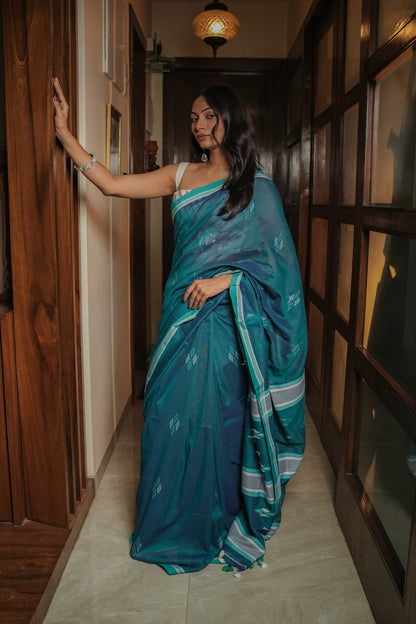Blue Assamese Soft Cotton Saree