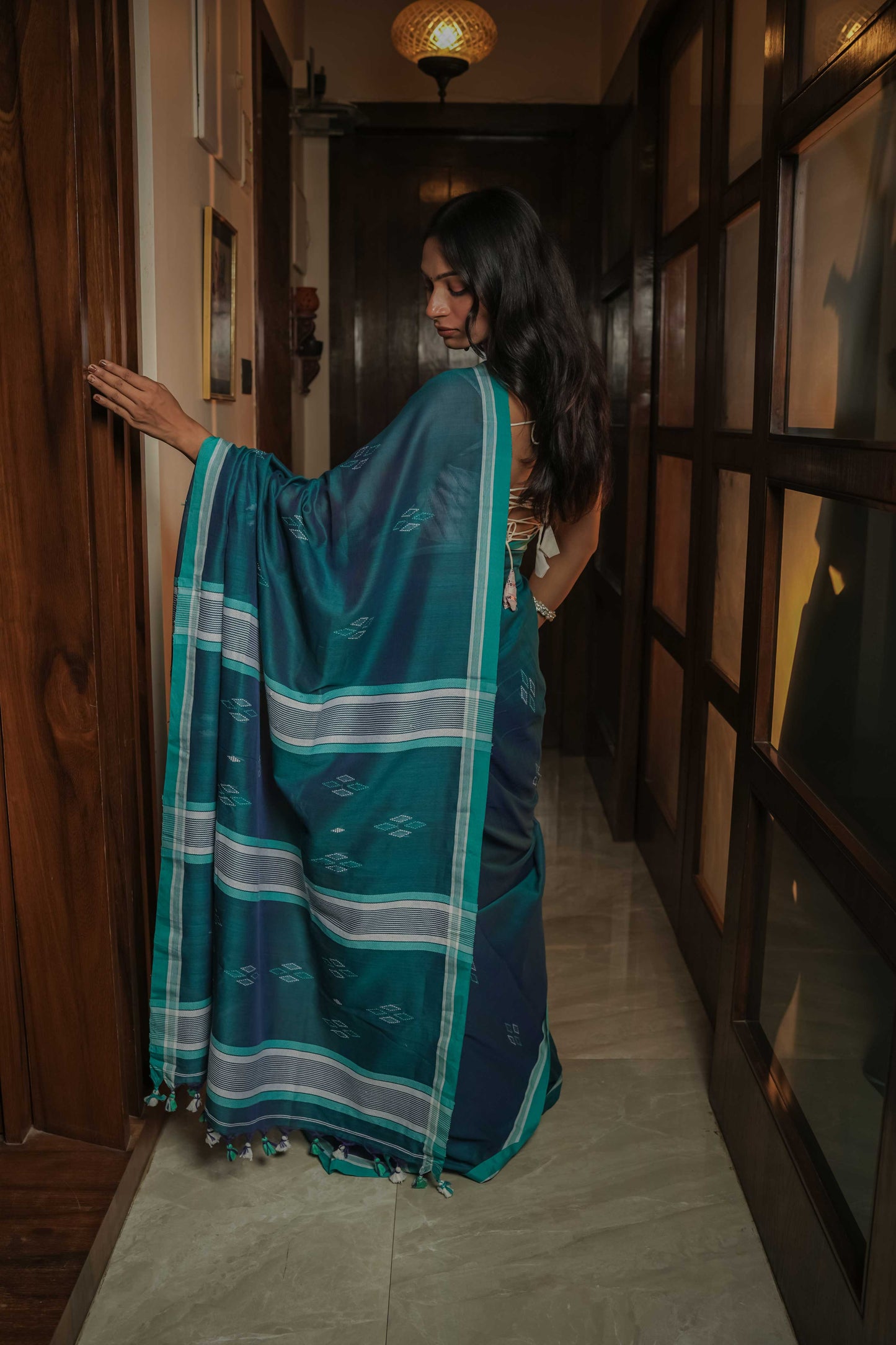 Blue Assamese Soft Cotton Saree