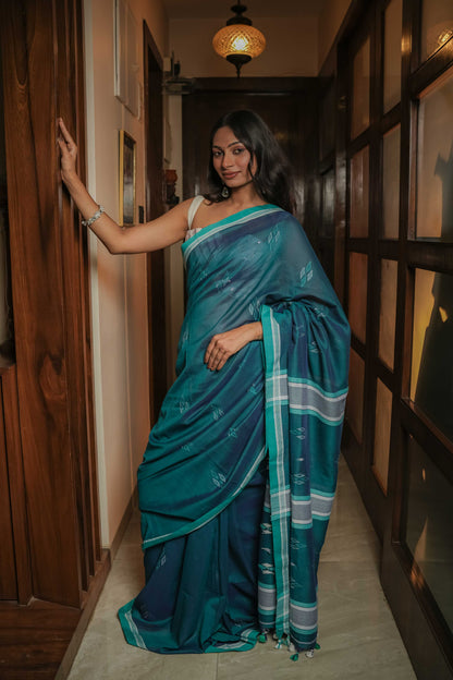 Blue Assamese Soft Cotton Saree