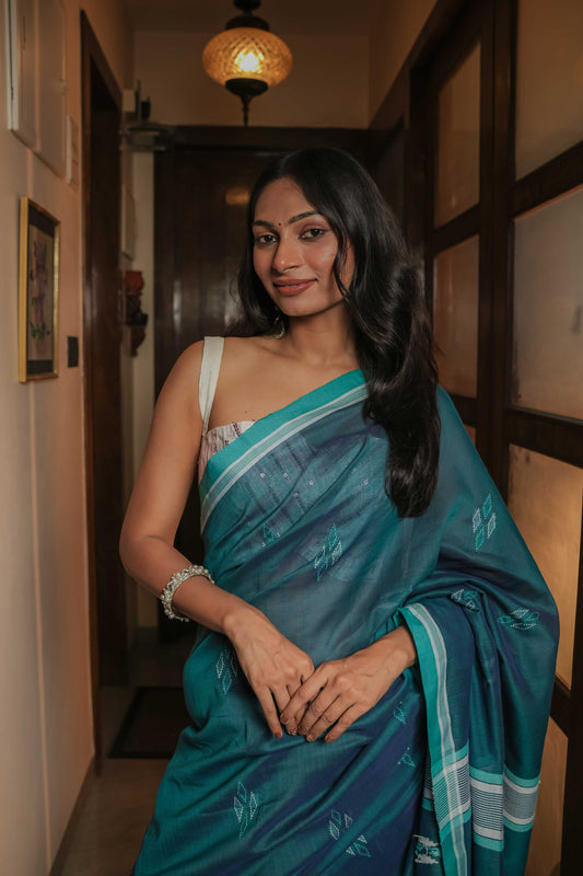 Blue Assamese Soft Cotton Saree