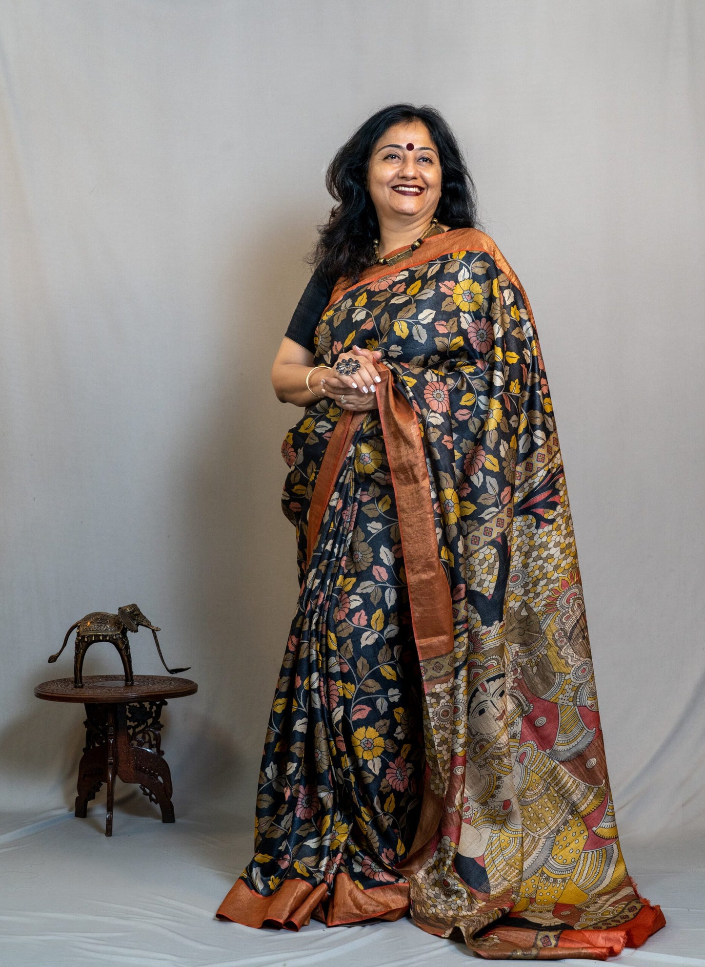 HANDWOVEN TUSSAR WITH KALAMKARI WORK