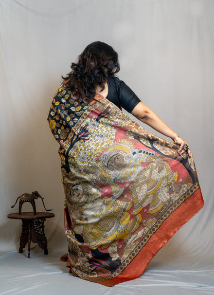 HANDWOVEN TUSSAR WITH KALAMKARI WORK