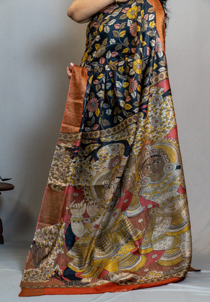 HANDWOVEN TUSSAR WITH KALAMKARI WORK