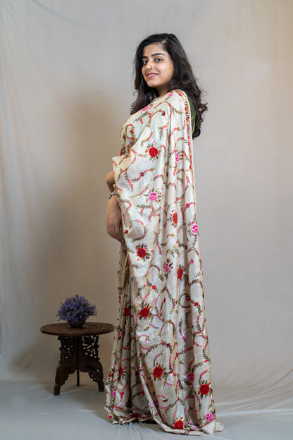 Tussar Saree with Parsi work