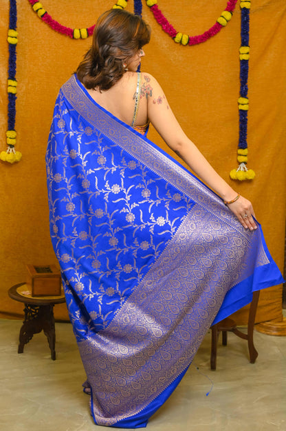 Blue Katan Silk Banarasi Saree