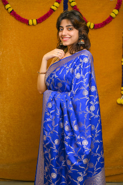 Blue Katan Silk Banarasi Saree