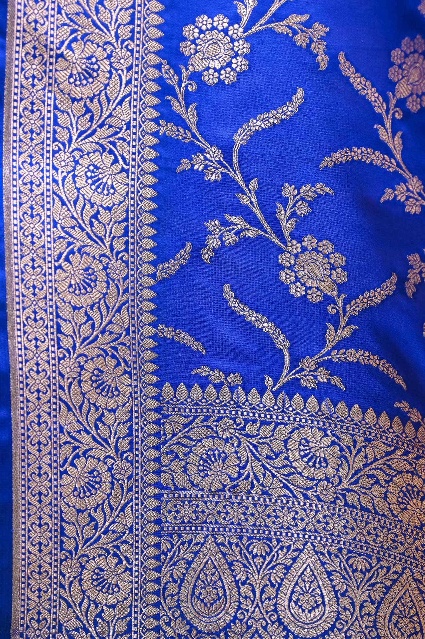 Blue Katan Silk Banarasi Saree