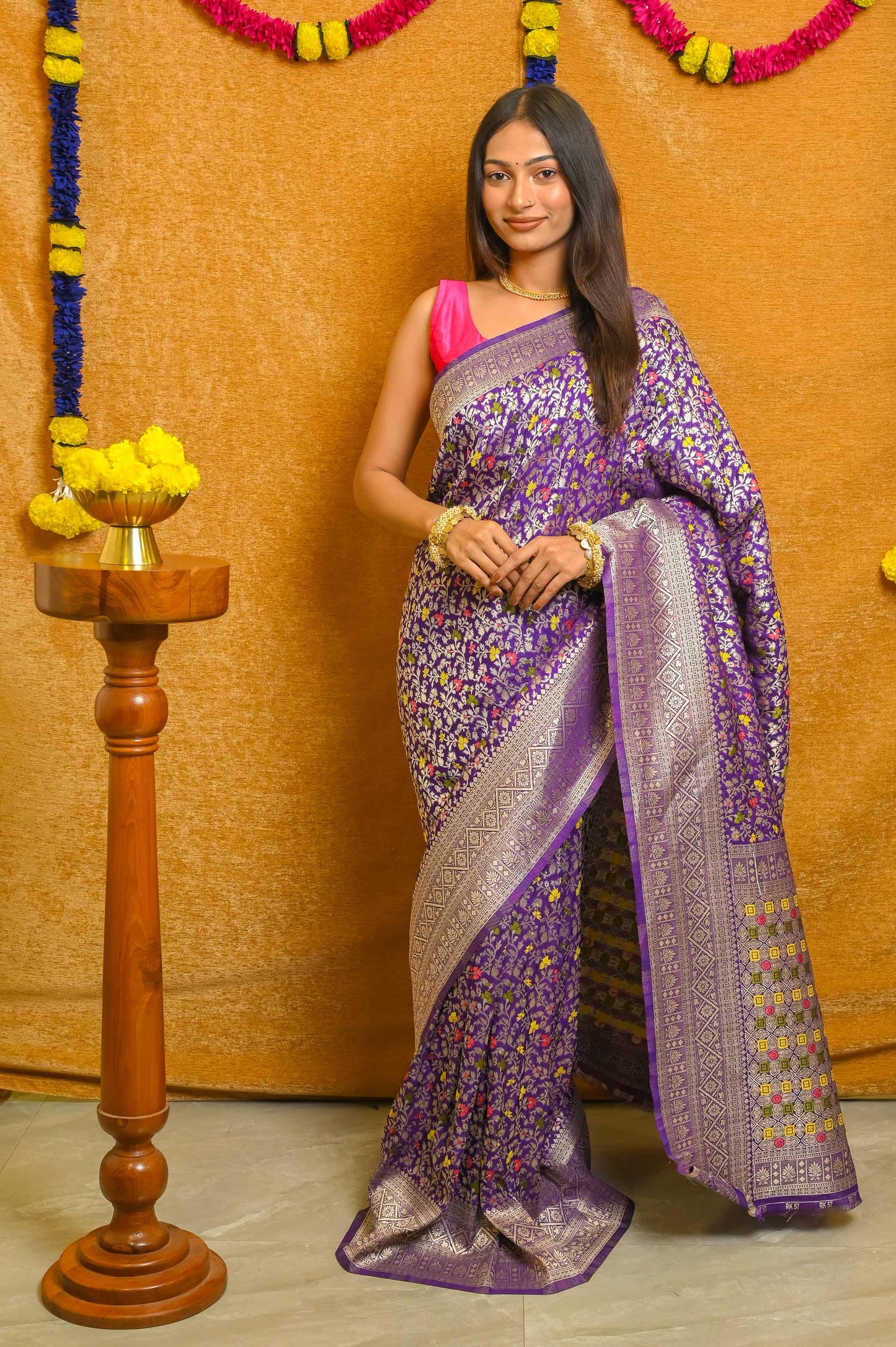 Purple Katan Silk Banarasi Saree