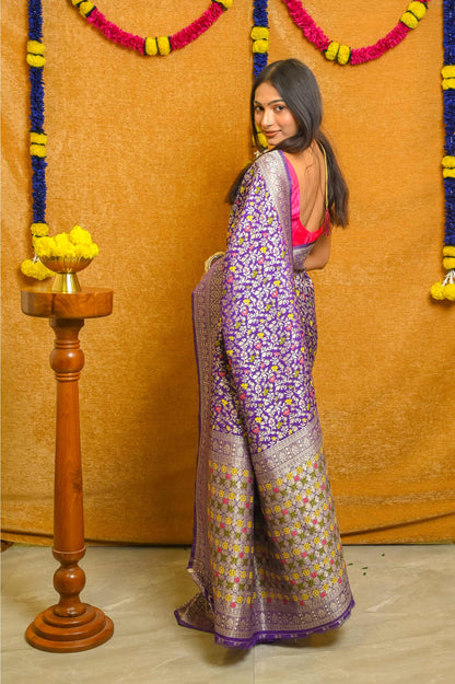 Purple Katan Silk Banarasi Saree