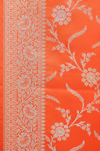 Saffron Katan Silk Banarasi Saree