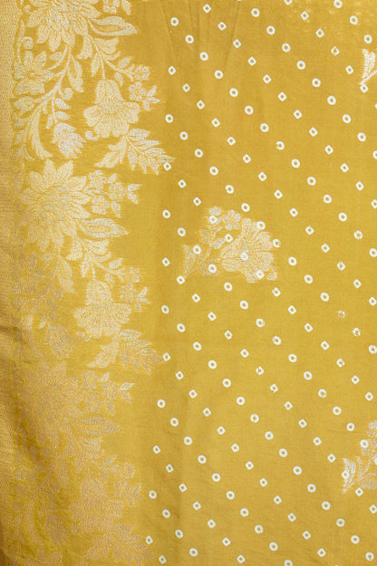 Mustard Olive Bandini Silk Banarasi Saree