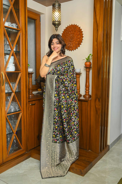 Black Katan Silk Banarasi Saree