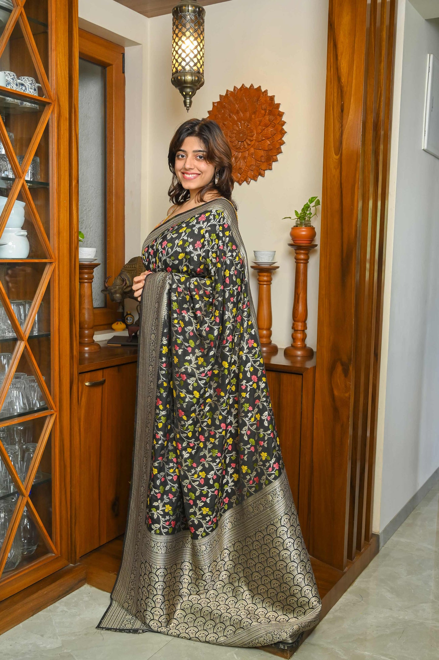 Black Katan Silk Banarasi Saree