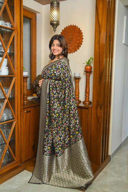 Black Katan Silk Banarasi Saree