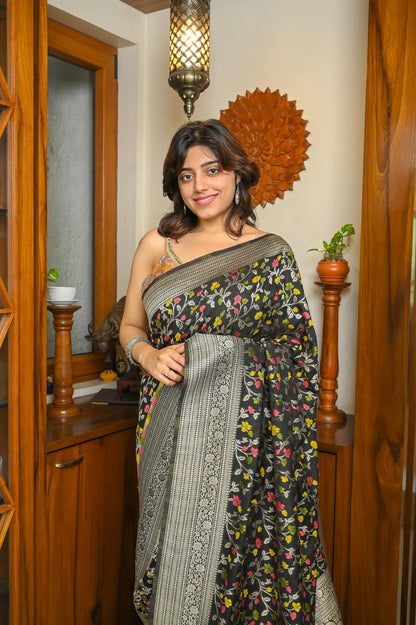 Black Katan Silk Banarasi Saree