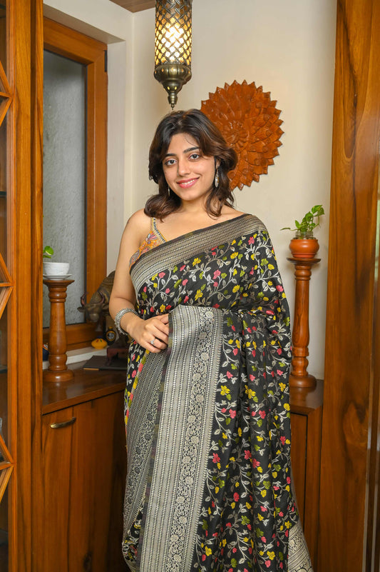 Black Katan Silk Banarasi Saree