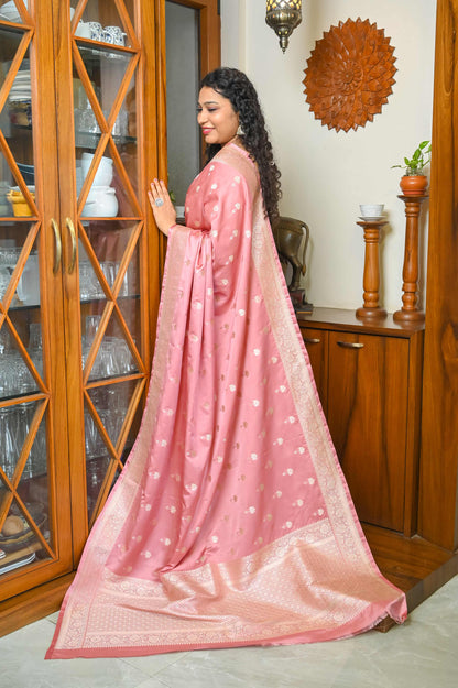 Pastel Pink Katan Silk Banarasi Saree