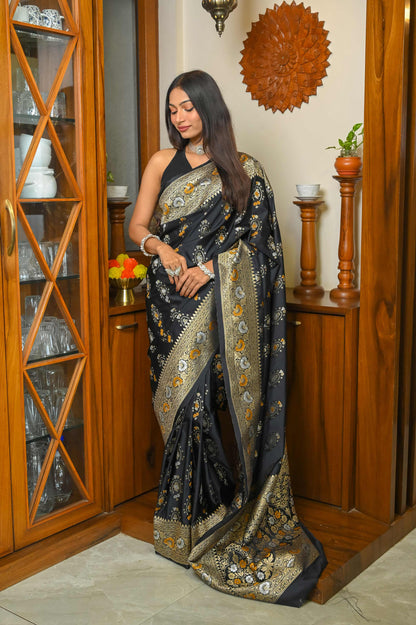 Black Meenakari Banarasi Silk Saree