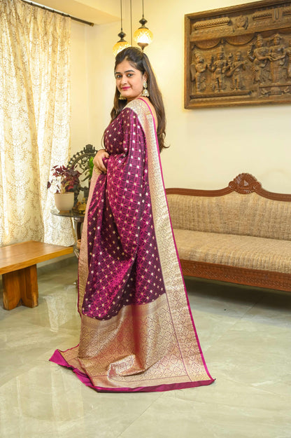 Purple & Black Katan Georgette Banarasi Saree