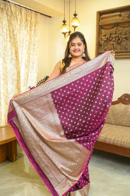 Purple & Black Katan Georgette Banarasi Saree