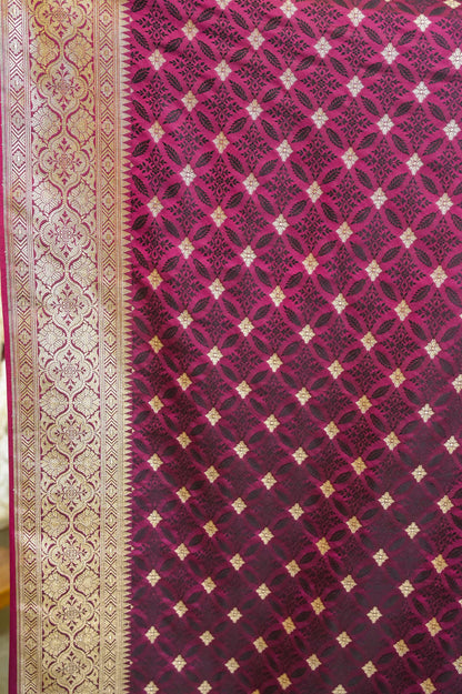 Purple & Black Katan Georgette Banarasi Saree