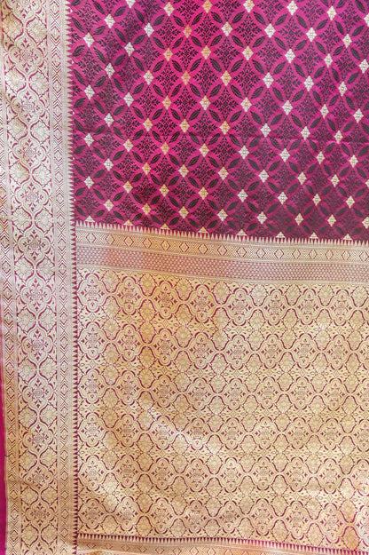 Purple & Black Katan Georgette Banarasi Saree