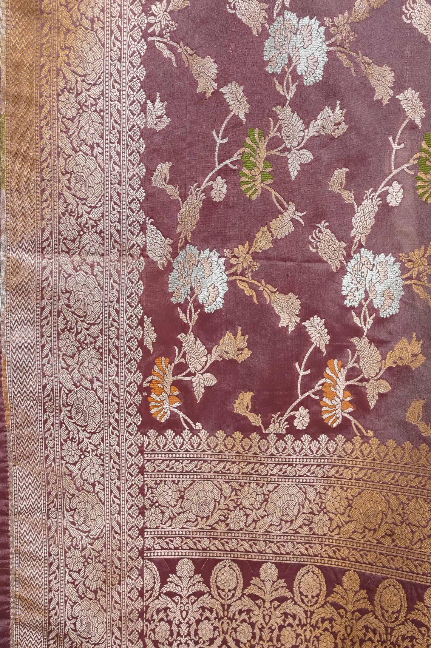 Dusty Grape Wine Katan Silk Banarasi Saree