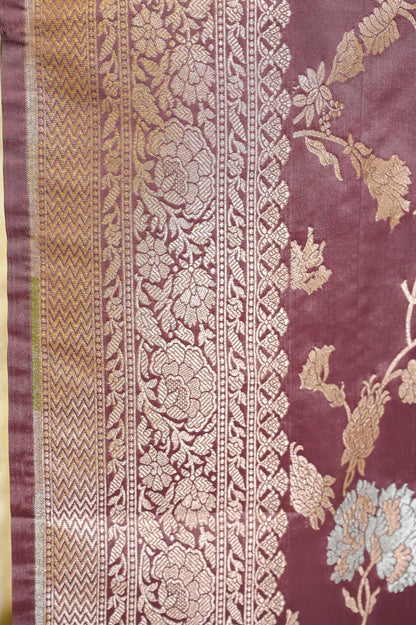Dusty Grape Wine Katan Silk Banarasi Saree
