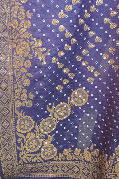 Purple Bandini Silk Banarasi Saree