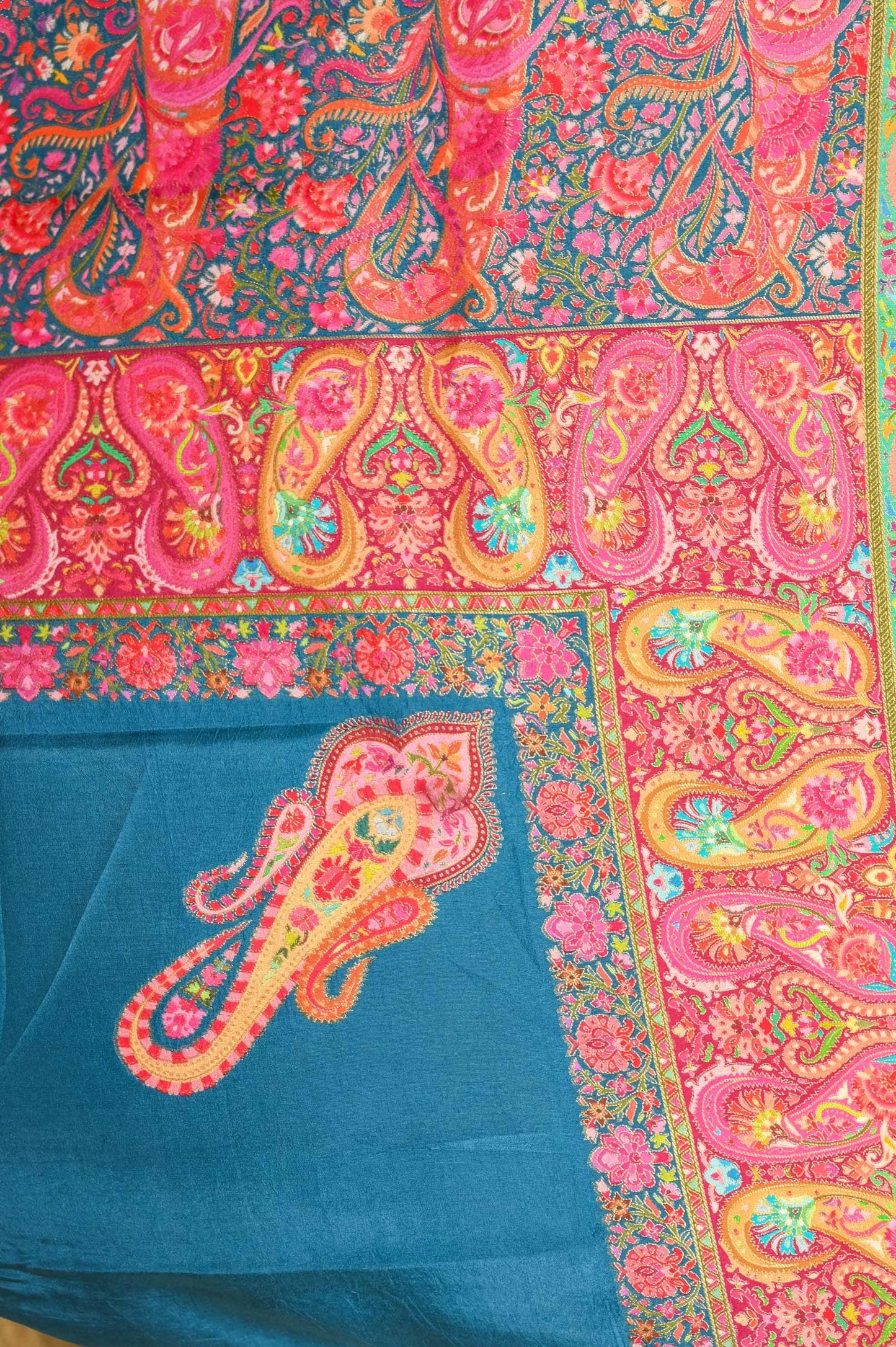 Teal Blue Crepe Georgette Saree