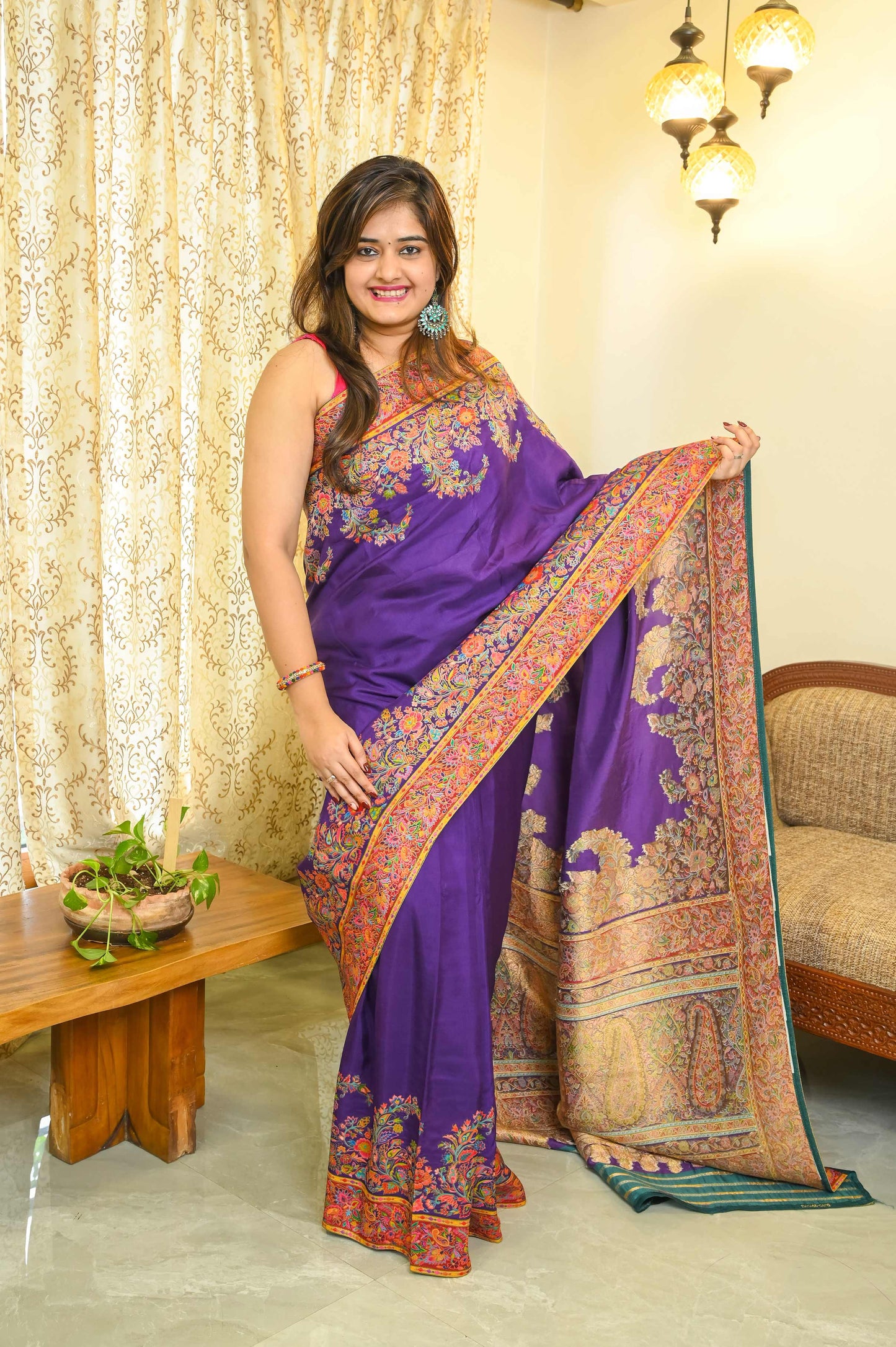 Purple Crepe Georgette Saree