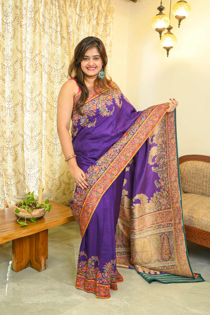 Purple Crepe Georgette Saree