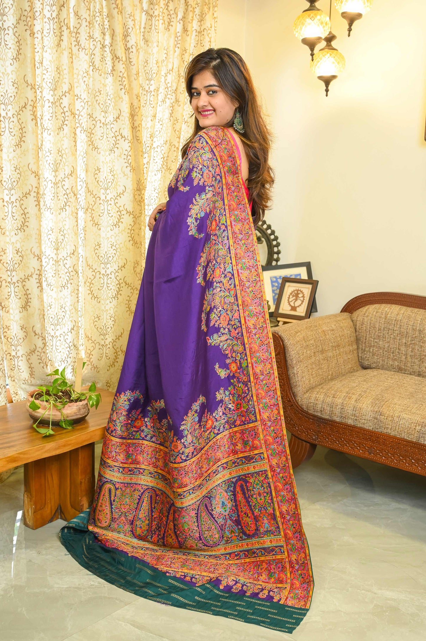 Purple Crepe Georgette Saree
