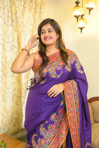 Purple Crepe Georgette Saree