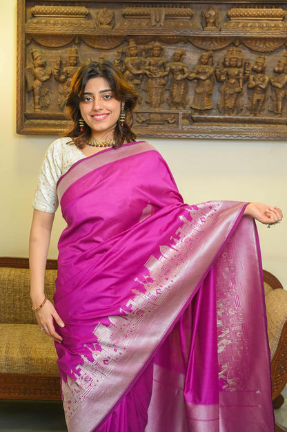Kashi Ghat Purple Katan Silk Banarasi Saree