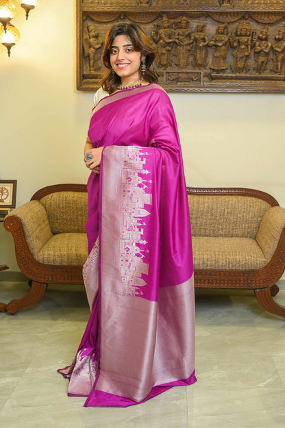 Kashi Ghat Purple Katan Silk Banarasi Saree