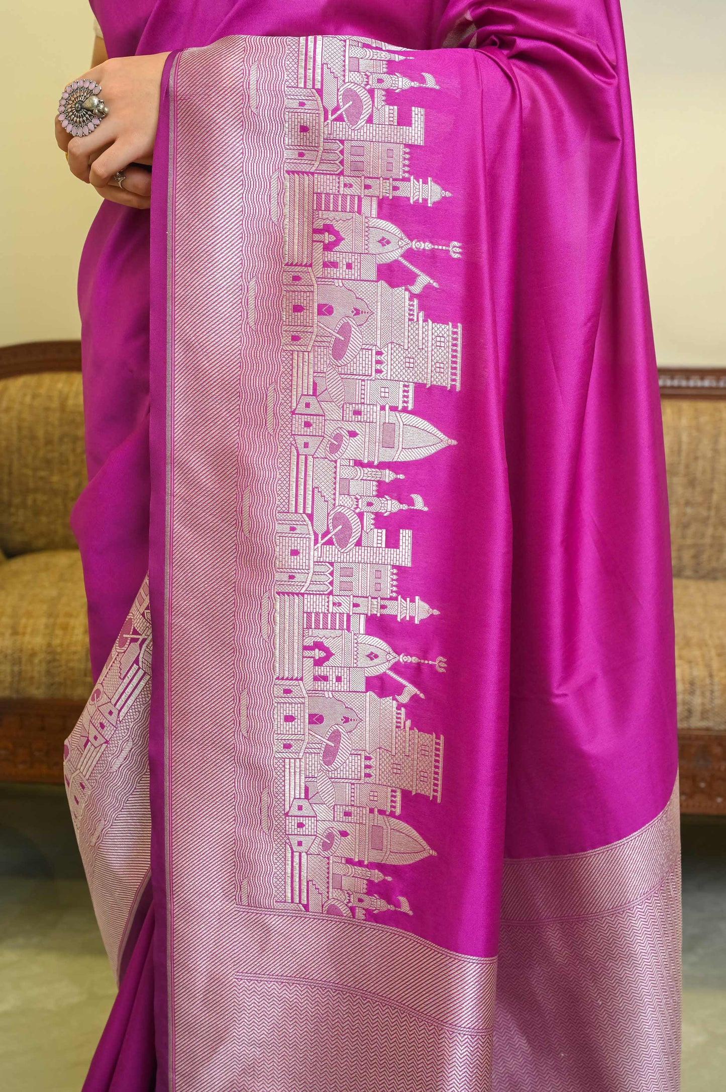 Kashi Ghat Purple Katan Silk Banarasi Saree