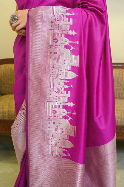 Kashi Ghat Purple Katan Silk Banarasi Saree