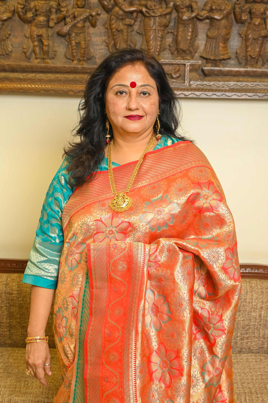 Red Brocade Katan Silk Meenakari Banarasi Saree